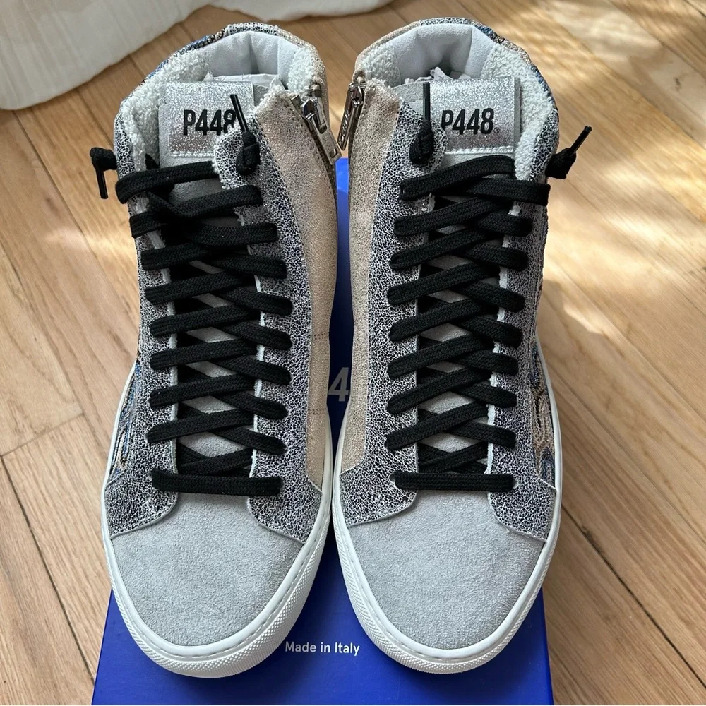 New p448 starbs Panama women’s shimmer high top sneakers shoes size 39 8.5‎ 9
